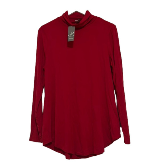 Jm Collection Red Long Sleeve Turtleneck Top, Medium - Picture 1 of 10